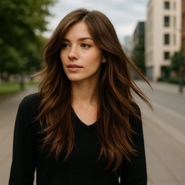 Rikottu pitkä hiusmalli